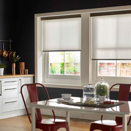 White Color Light Filtering Blind in a Kitchen