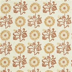 Sunflower Detail - Peach Printed Fabric