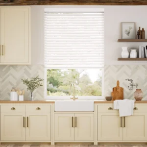 Dove White Faux Wood Blind - 50mm Slat