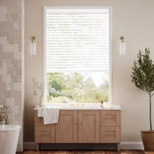 Fine White Faux Wood Blind - 50mm Slat