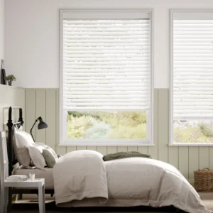 Pristine White Faux Wood Blind - 50mm Slat