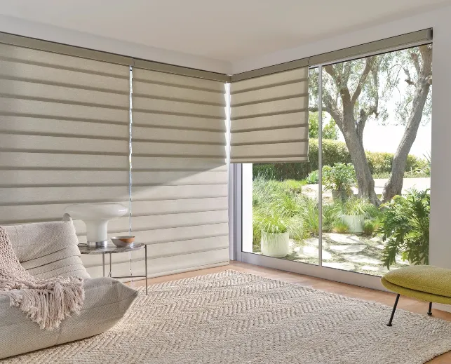 Roman window blinds install in Dubai home