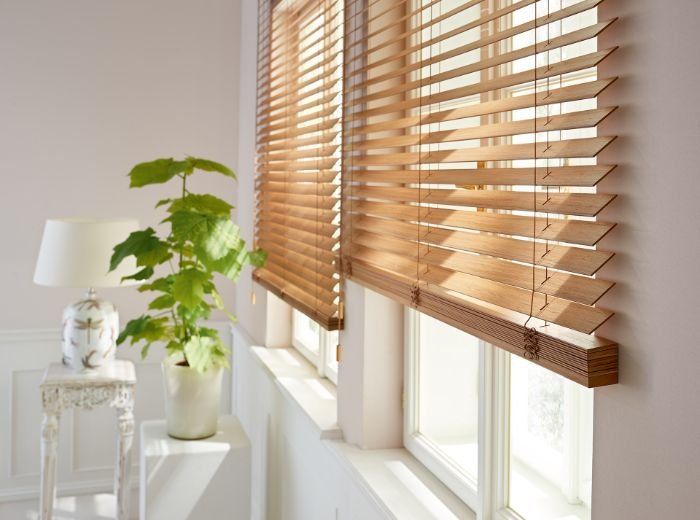 Custom wooden blinds Dubai installed in luxury villa