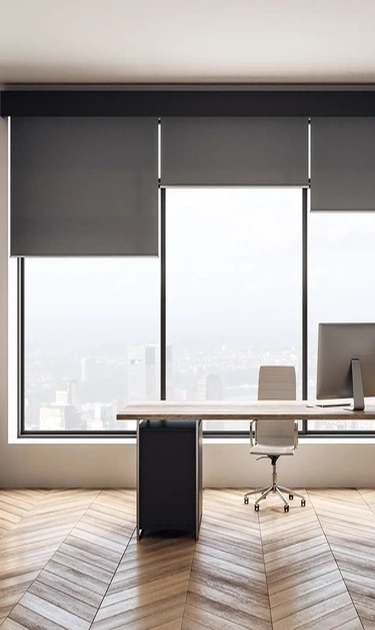 Panel blinds install in office