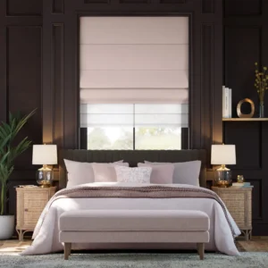 Vintage Pink & Coconut Motorized Blinds