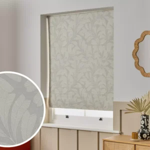 Habitat Linear Leaves Blackout Grey Roller Blind