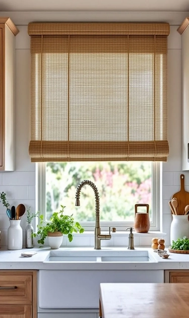 Roller bamboo Blinds in kitchen