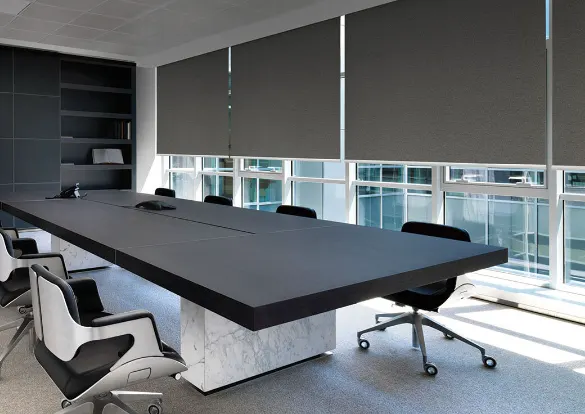 Roller window blinds install in Dubai office