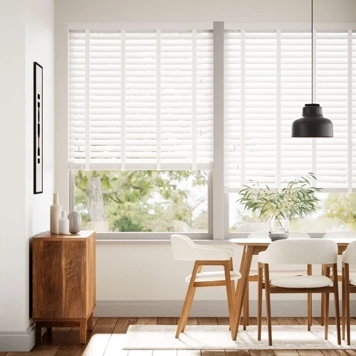 Faux Wood Blinds in dining room