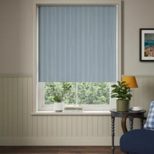 Lake Blue Conwy Stripe Blackout Roller Blind