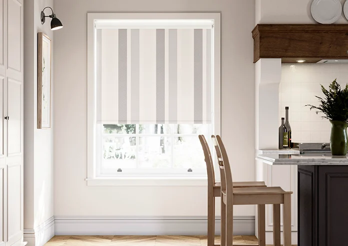 Cowes Stripe Blackout Grey Mist Roller Blind