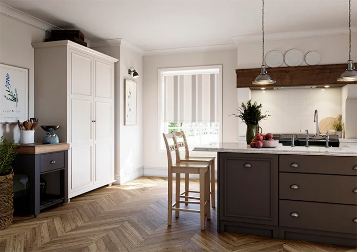 Cowes Stripe Blackout Grey Mist Roller Blind - Image 5