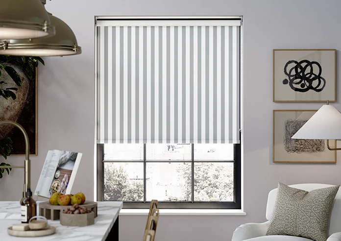 Dartmouth Stripe Blackout Pier Grey Roller Blind