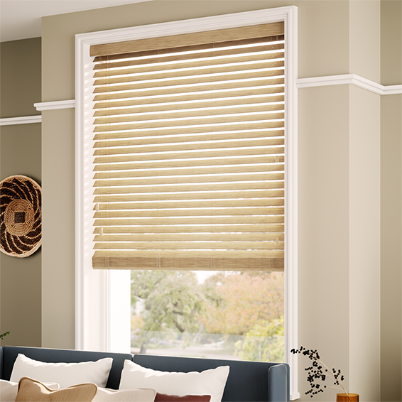 Natural Bamboo Jute Wooden Blind - 50mm Slat - Image 2