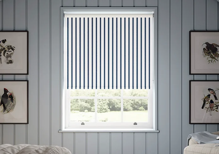 Salcombe Stripe Blackout Navy Roller Blind