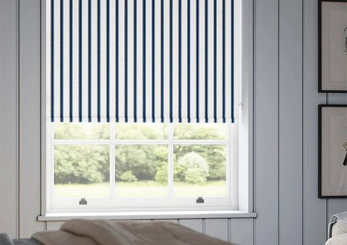 Salcombe Stripe Blackout Navy Roller Blind - Image 3
