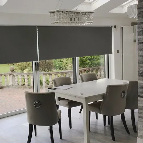 Roller blinds install in dining Room