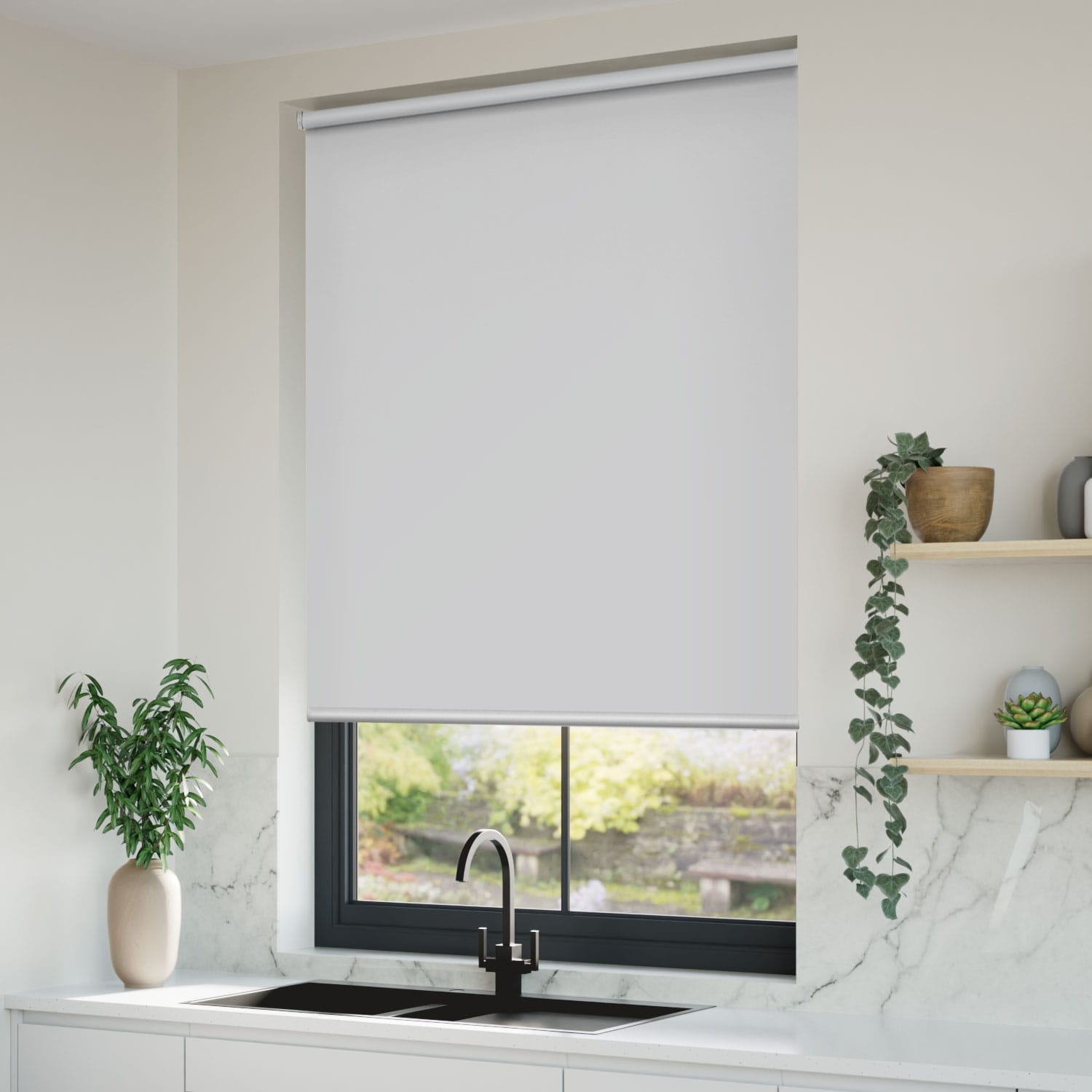 Grey Motorized Roller Blinds