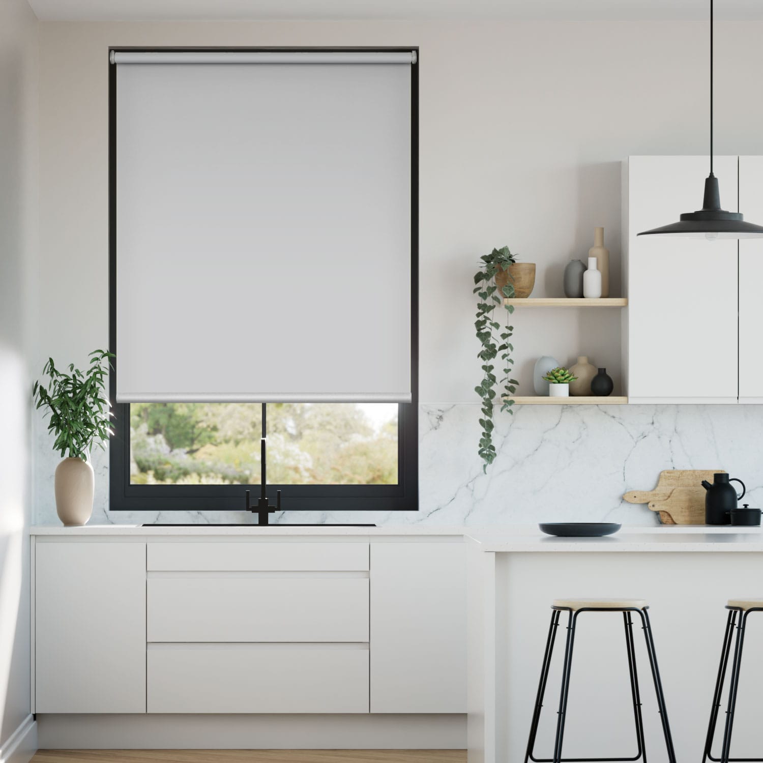 Grey Motorized Roller Blinds