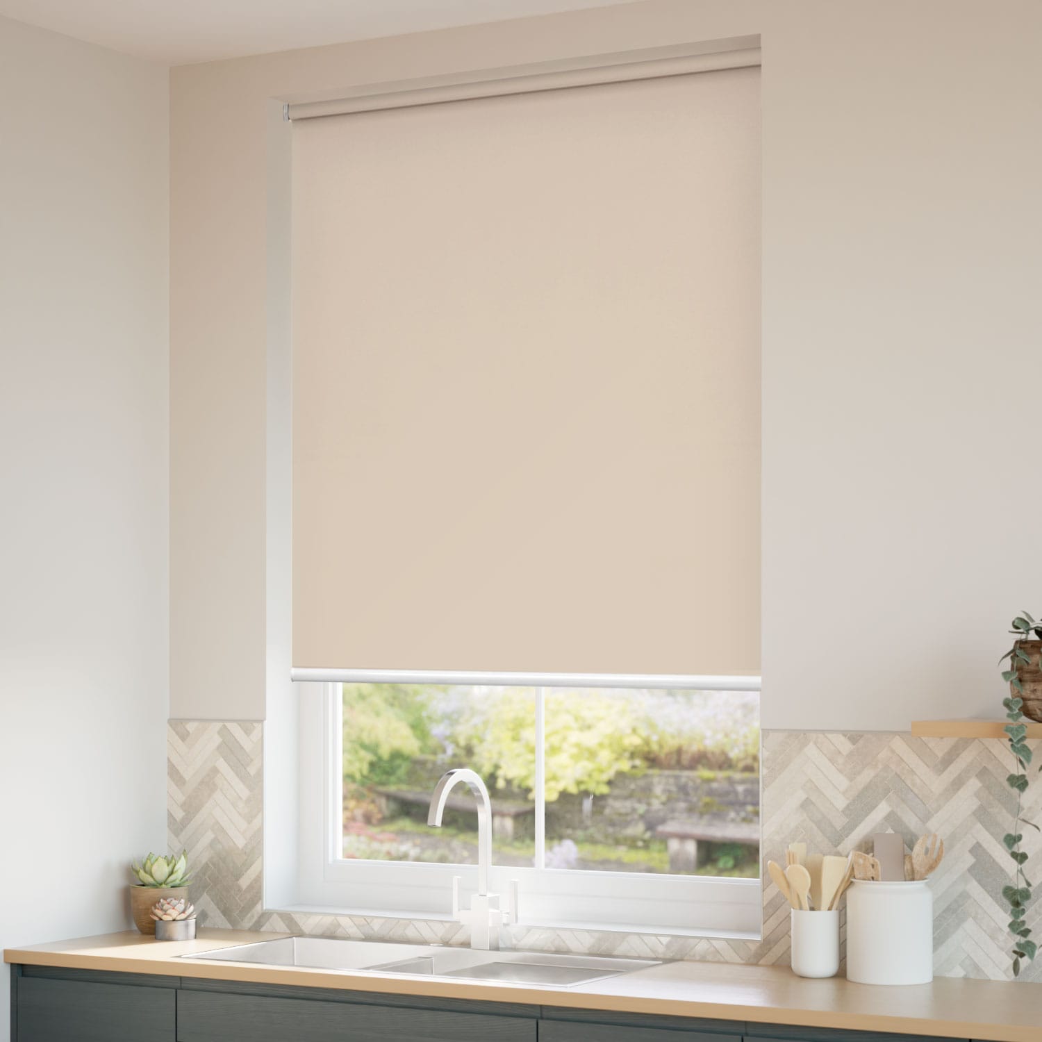 Sandstone Motorized Roller Blinds